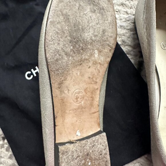 Chanel Silver / Black Ballet Flats - Picture 3 of 4